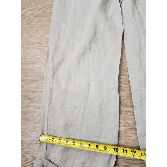 Steve Harvey Celebrity Edition Pants Mens 36 Chino Tan Linen Pleated Cuffed Hem - Picture 8 of 16
